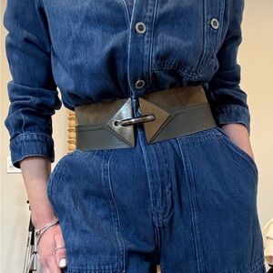Astarte Made in Italy Wide Leather and Suede Belt